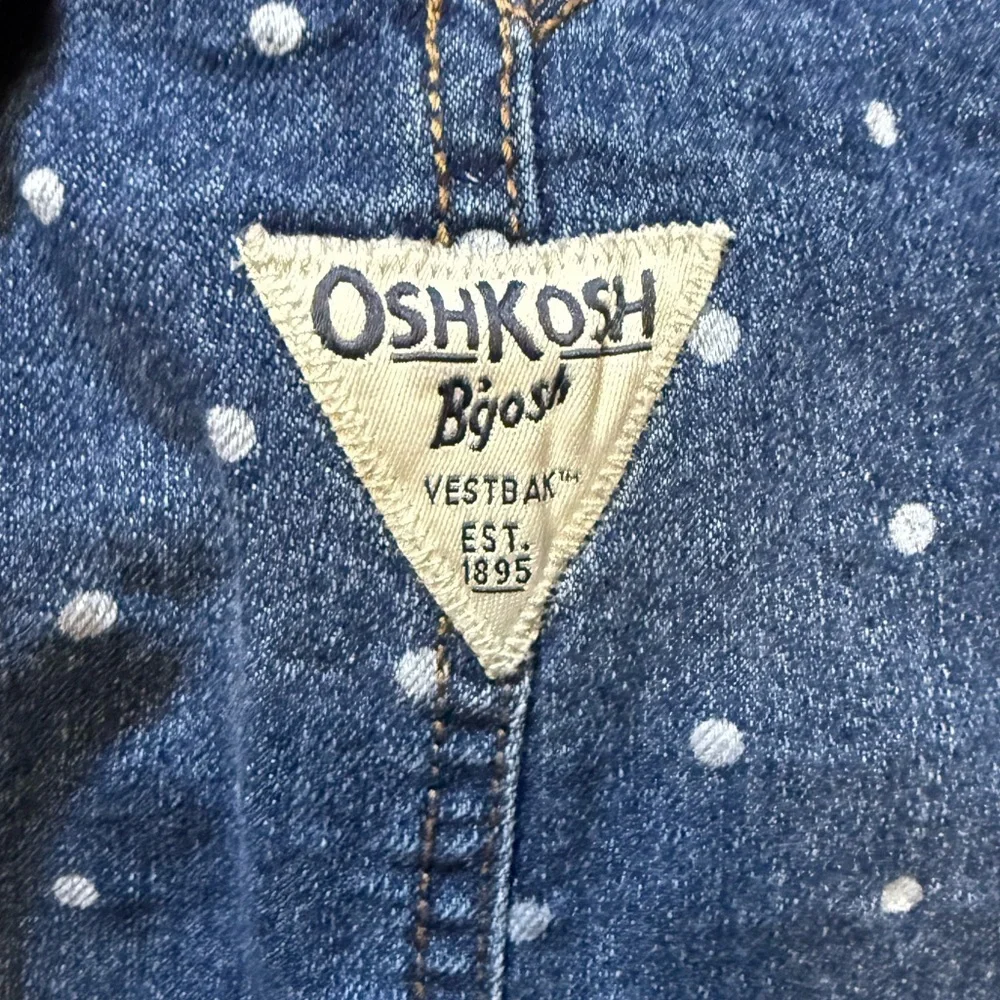 Vintage Oshkosh B'gosh Overalls Vestbak Denim Jeans Polka Dot Size 5T Boys Girls